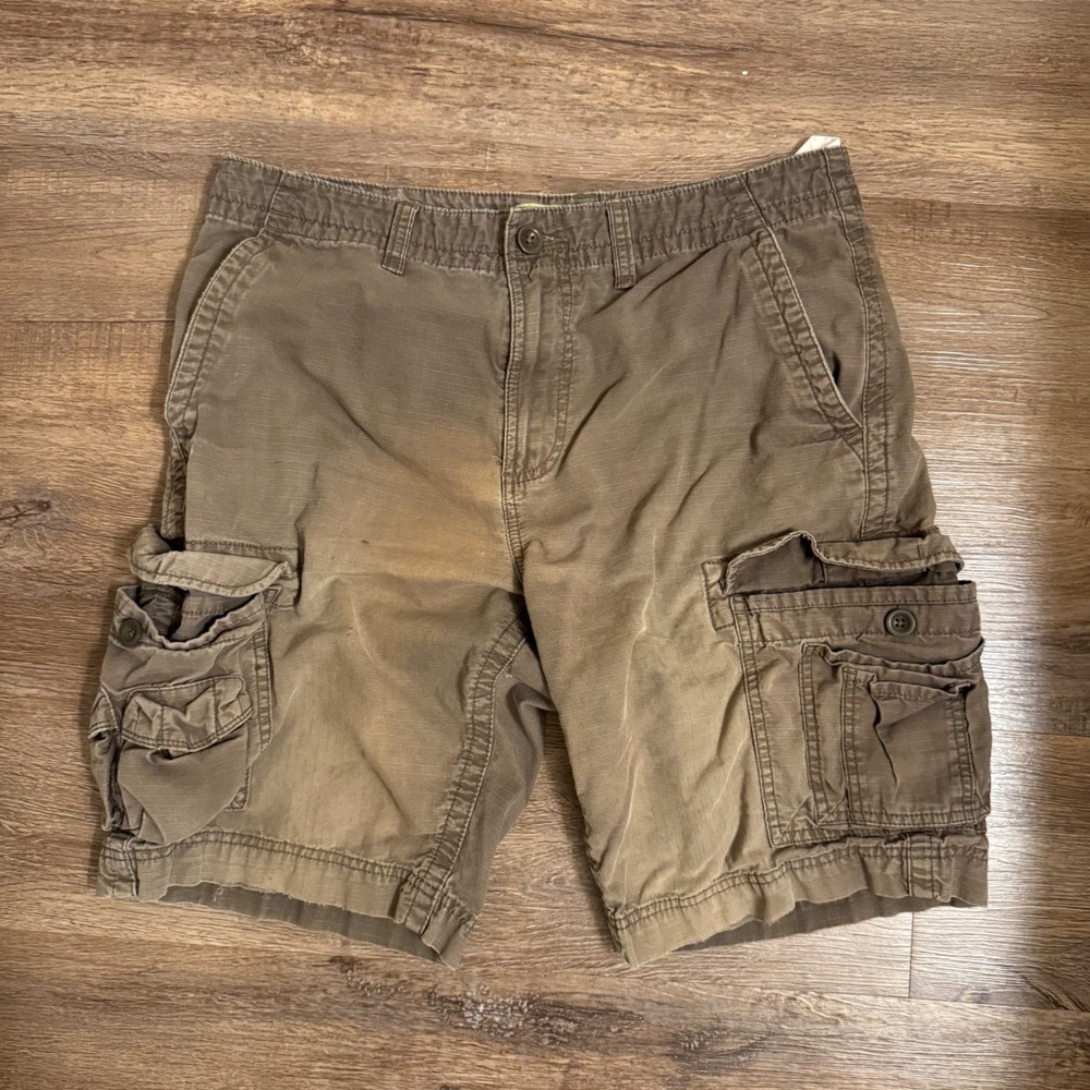 Sonoma Goods for Life Mens Brown Ripstop Cargo Shorts Size 33 Cotton Utility